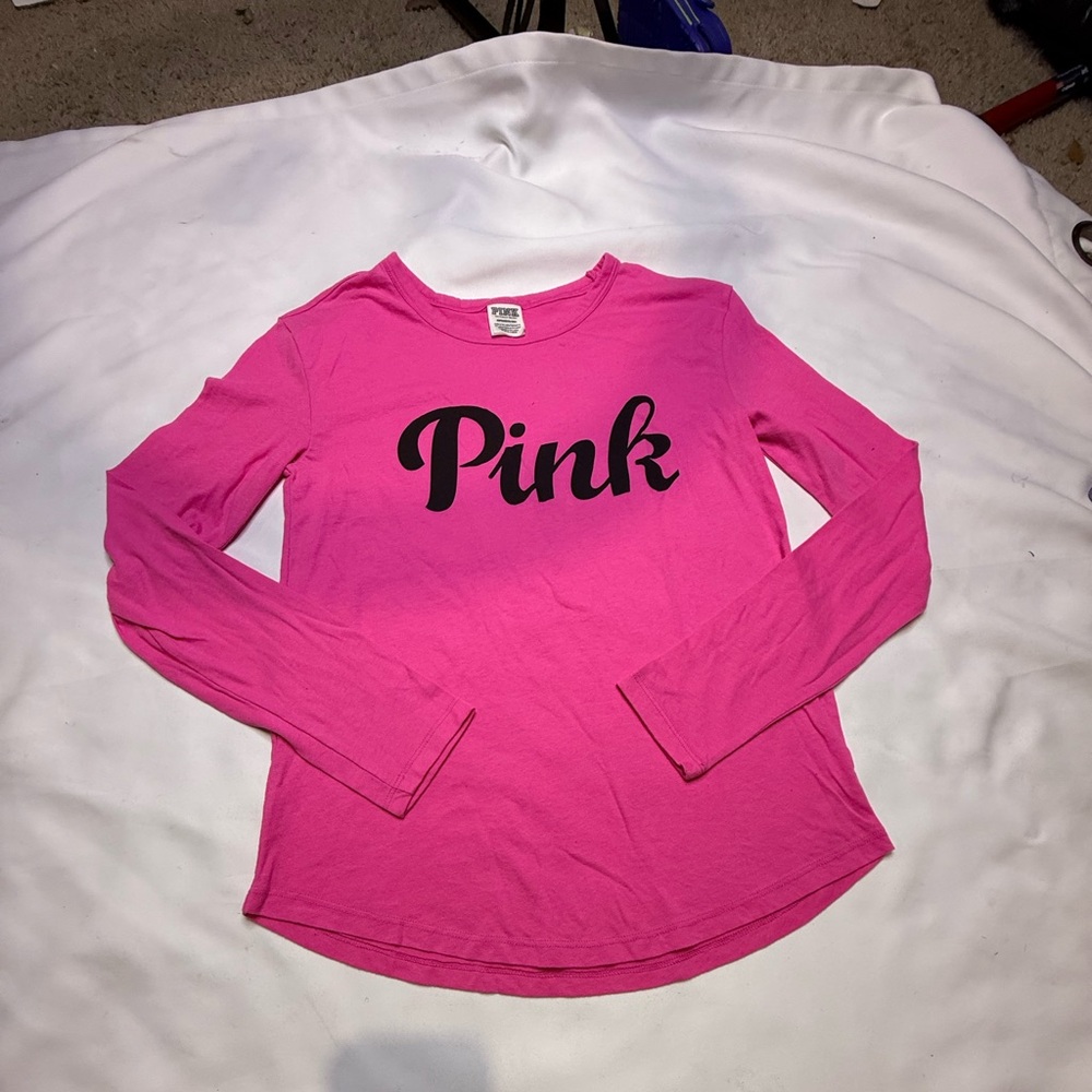 PINK Victoria's Secret Hot Pink Long Sleeve Tee